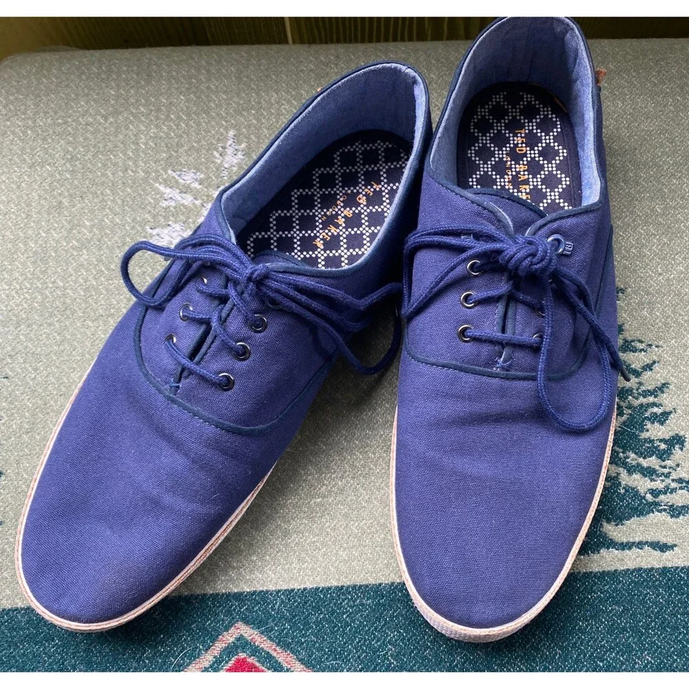 Men’s 11 M Ted Baker London Navy Canvas Lace Up Casual Shoes 44